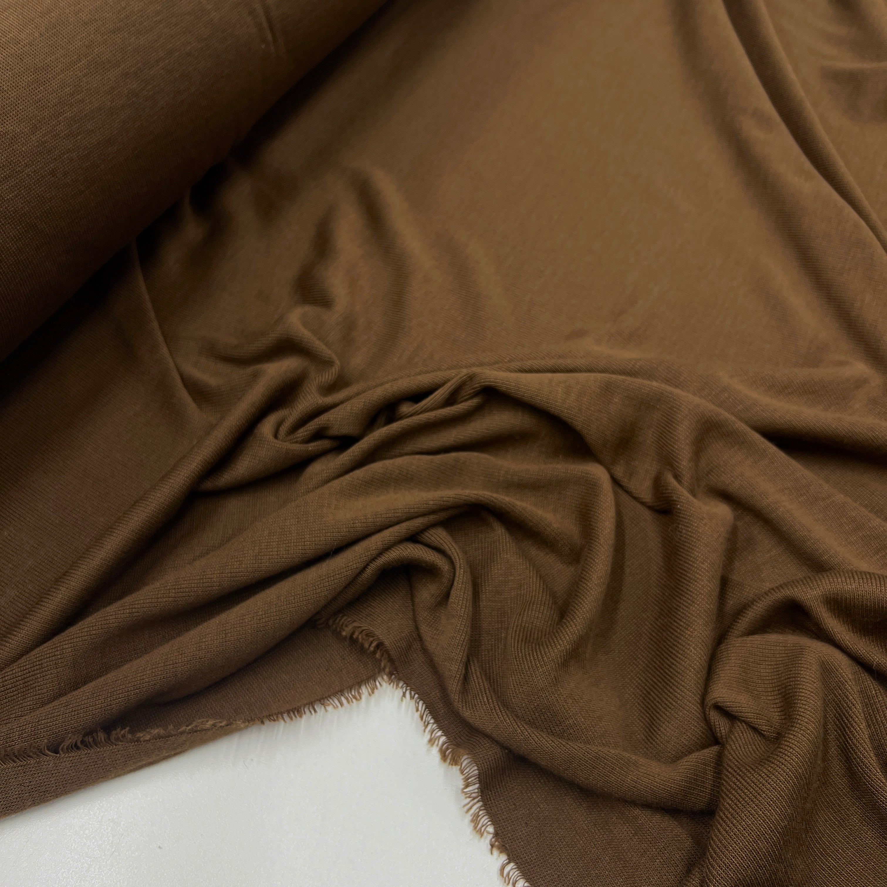Tissu Maille Jersey, Laine - Chocolat