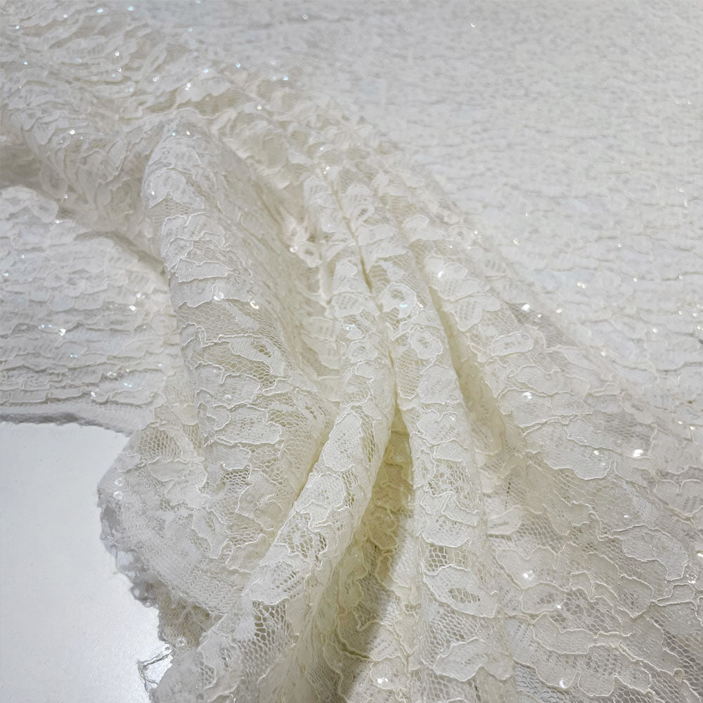 Tissu Dentelle Stretch, Paillettes - Floral , Lucendra