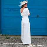 Tissu Gabardine Strech, Coton - Blanc, Bianca