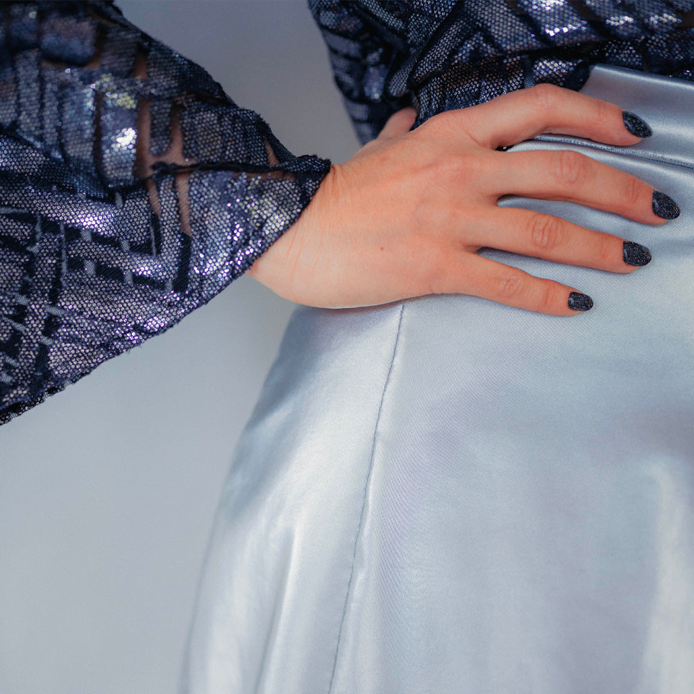 Tissu Simili Satin Cuir - Argent, Argento