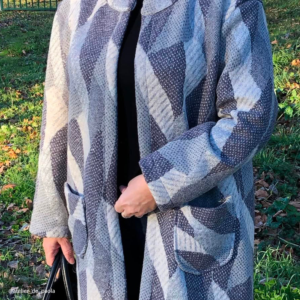 Tissu Maille Jacquard, Laine - Argent Métallisé, Brillia