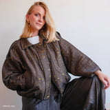 Tissu Matelassé Organza, Laine Soie Paillettes - Chocolat, Brivento