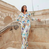 Tissu Satin, Coton Viscose Stretch - Floral, Orchidea