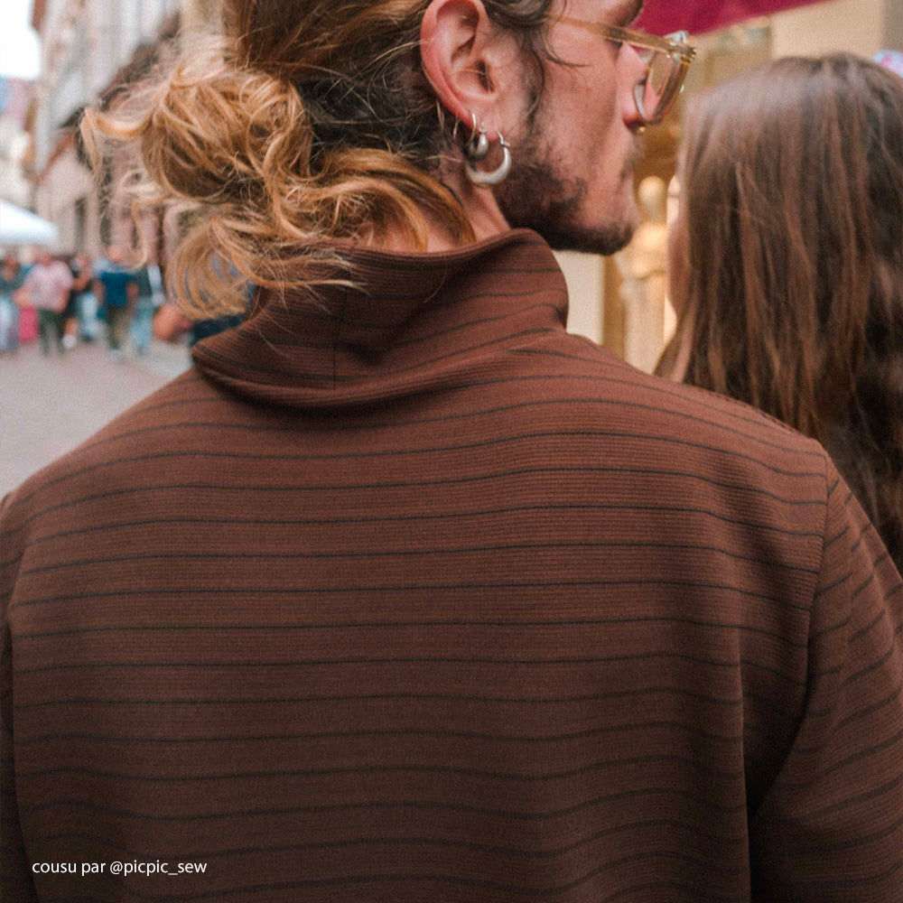 Tissu Jersey Côtelé, Viscose - Rayé, Bottaia