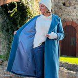 Tissu Manteau, Laine Bouillie - Bleu Azur, Cotta