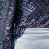 Tissu Tulle lancé-découpé - Géométrique Argent, Notturna