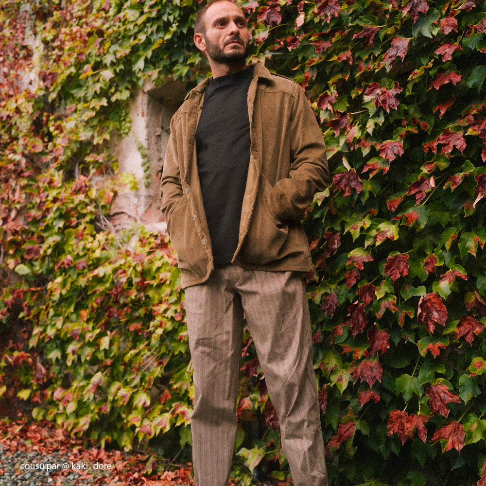 Tissu Gabardine Stretch, Coton - Rayé, Campo