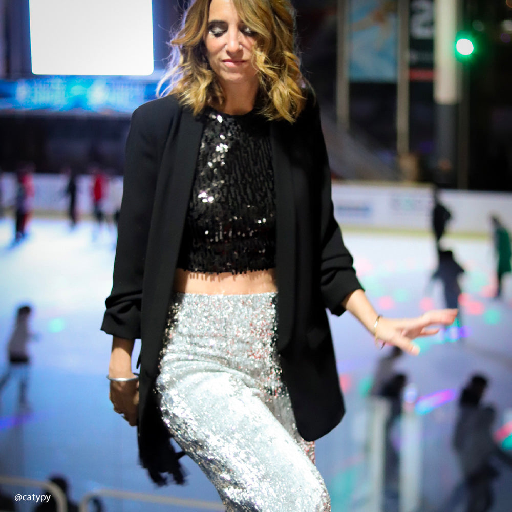 Tissu Satin Brodé, Paillettes - Gris, Marilyn