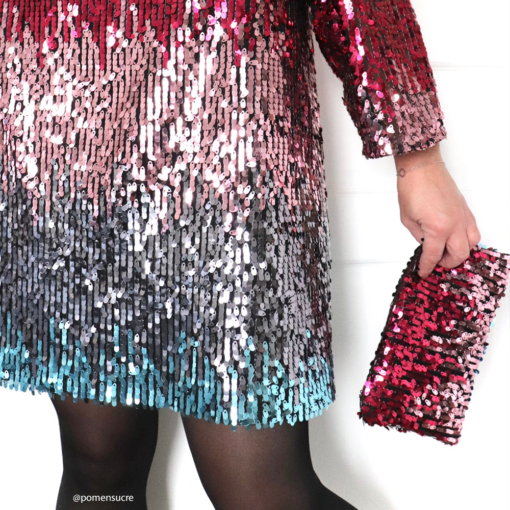 Tissu Tulle Brodé, Paillettes - Dégradé, Aretha