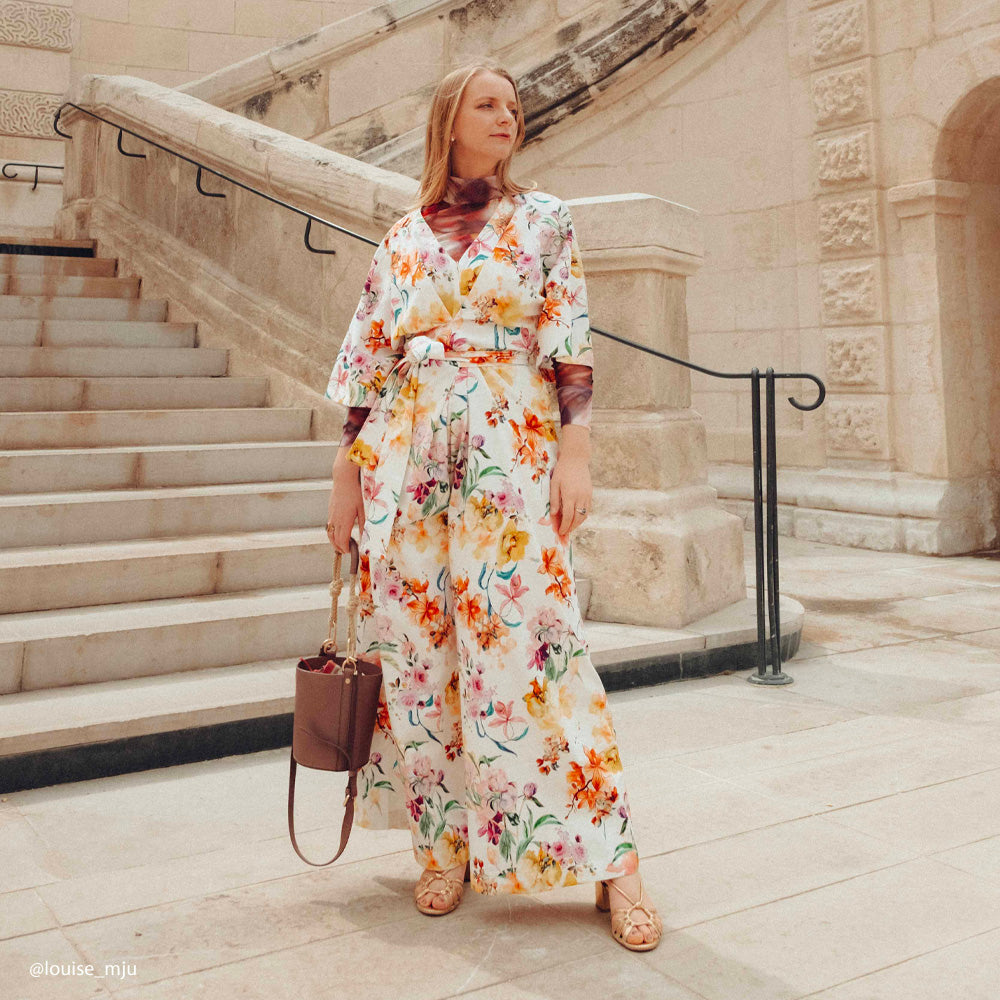 Tissu Satin, Coton Viscose Stretch - Floral, Orchidea