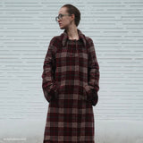 Tissu Tweed, Laine Coton - Carreaux Rouge Ancien, Stradella