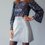 Tissu Simili Satin Cuir - Argent, Argento