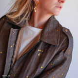 Tissu Matelassé Organza, Laine Soie Paillettes - Chocolat, Brivento