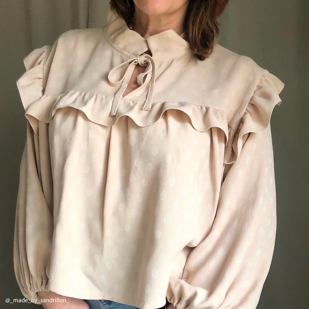 Tissu Crêpe, Viscose - Pois Nude, Orazio