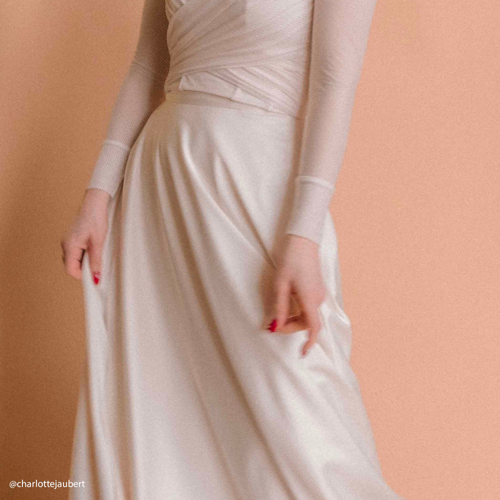 Tissu Crêpe Envers Satin, Lourd Stretch - Elvira