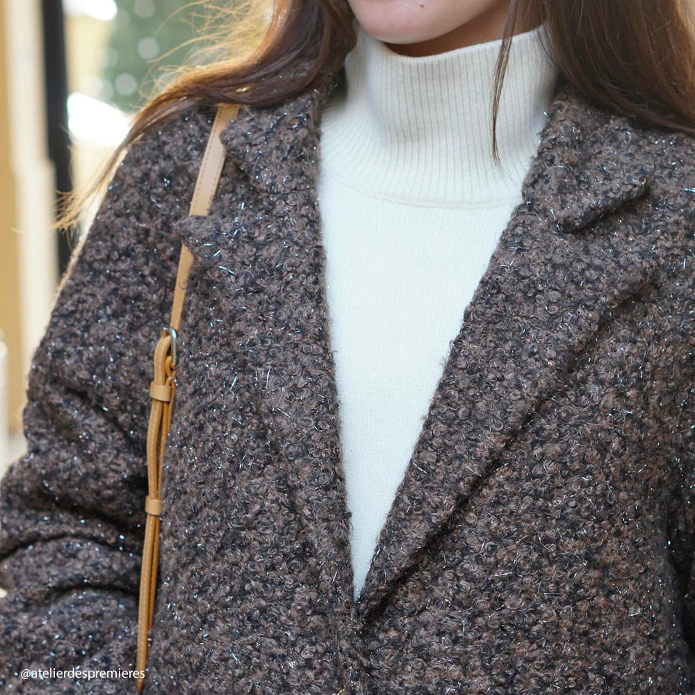 Tissu Manteau, Bouclette - Métallisé, Bagliori