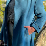 Tissu Manteau, Laine Bouillie - Bleu Azur, Cotta