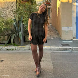 Tissu Smocké, Coton - Carreaux Vert, Ricamo