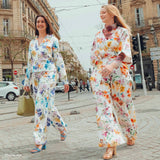 Tissu Satin, Coton Viscose Stretch - Floral, Orchidea