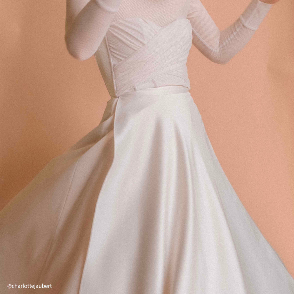 Tissu Crêpe Envers Satin, Lourd Stretch - Elvira