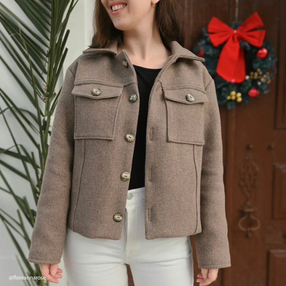 Tissu Manteau Lourd, Laine - Sépia, Calore