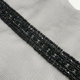 Galon Brodé, Perles Strass - Noir, Preziosa