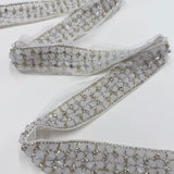 Galon Brodé, Perles Strass - Argent Géométrique, Ento