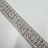 Galon Brodé, Perles Strass - Argent Géométrique, Ento