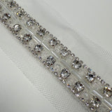 Galon Brodé, Perles Baguettes Strass - Argent, Argentia