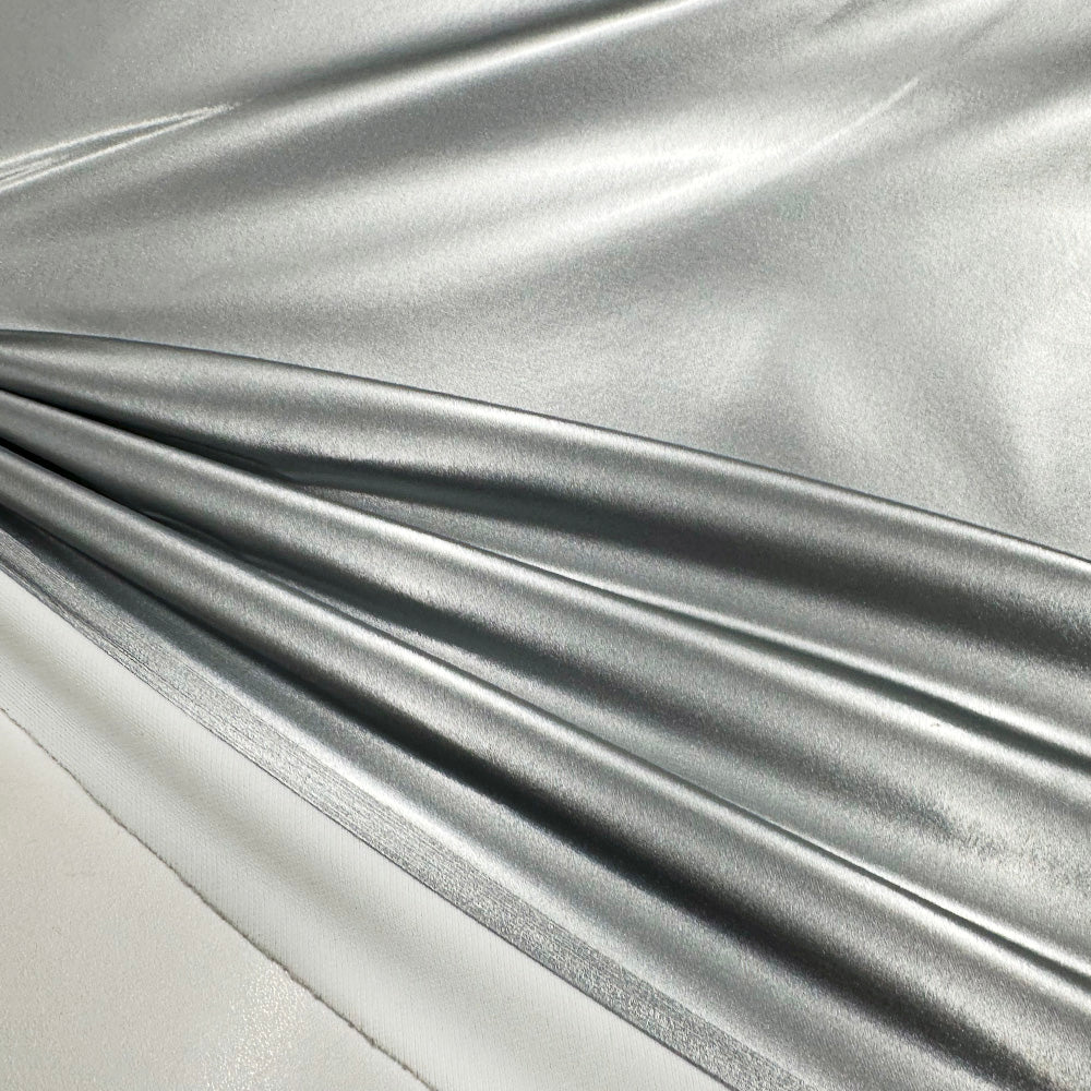 Tissu Simili Satin Cuir - Argent, Argento