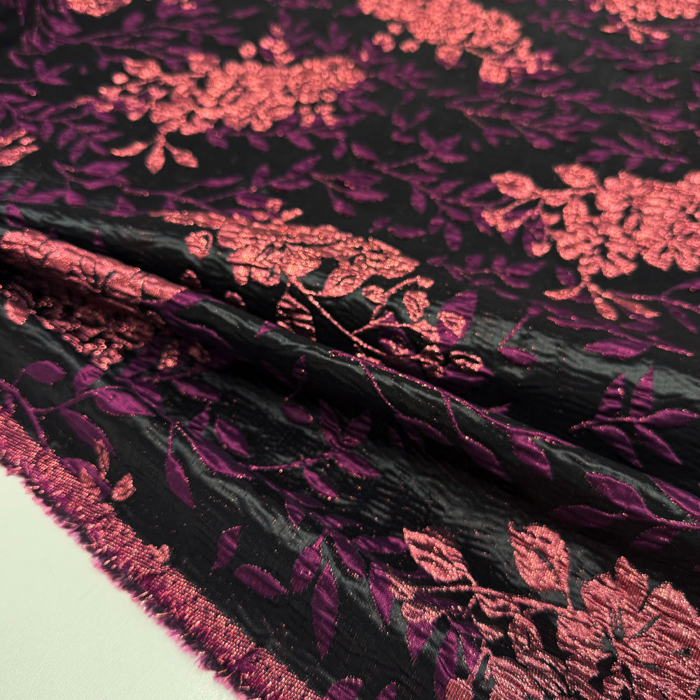 Tissu Brocart - Métallisé Floral Violet, Segreta