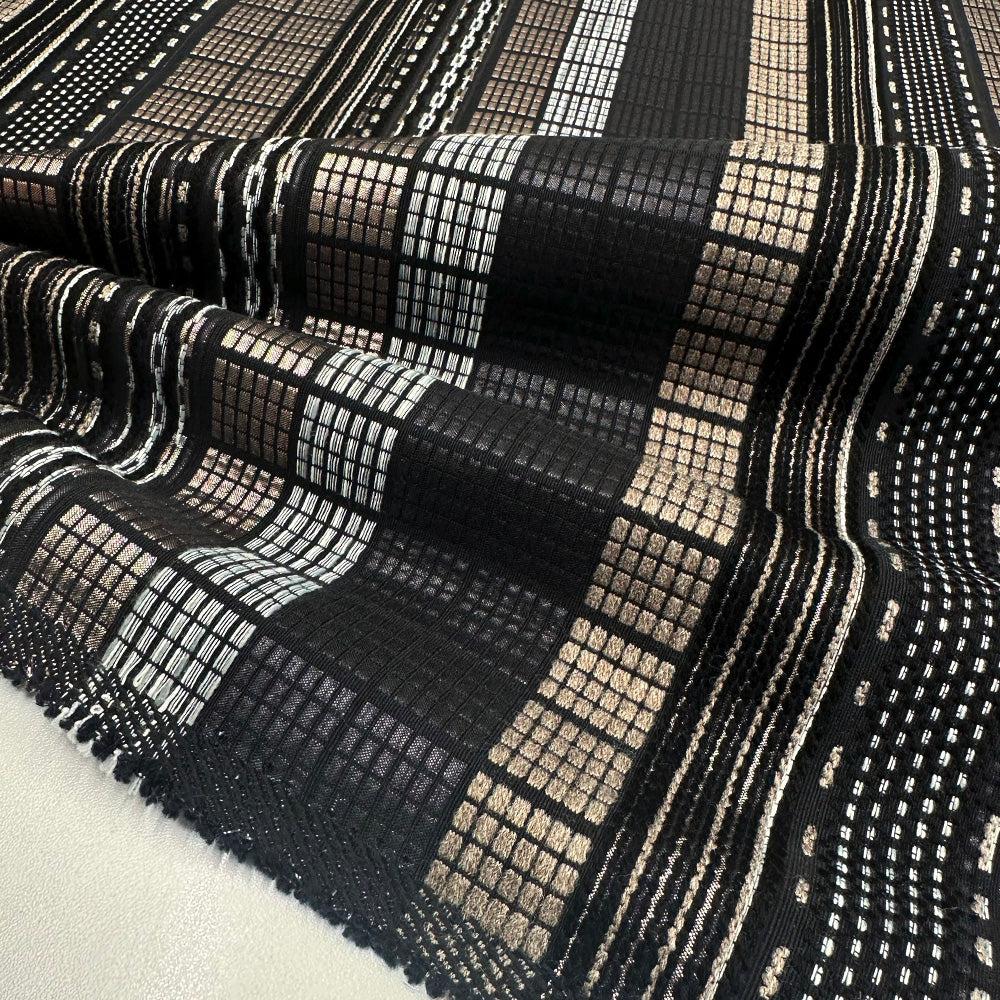 Tissu Brocart, Coton - Métallisé Géométrique, Doreo