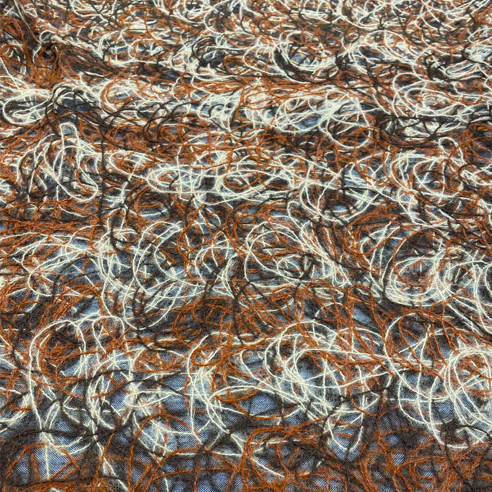 Tissu brodé, Laine Mohair - Camel, Filo