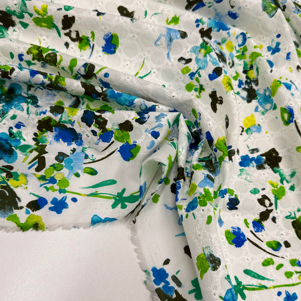 Tissu Brodé, Broderie Anglaise Coton - Divers col, Fiorellino