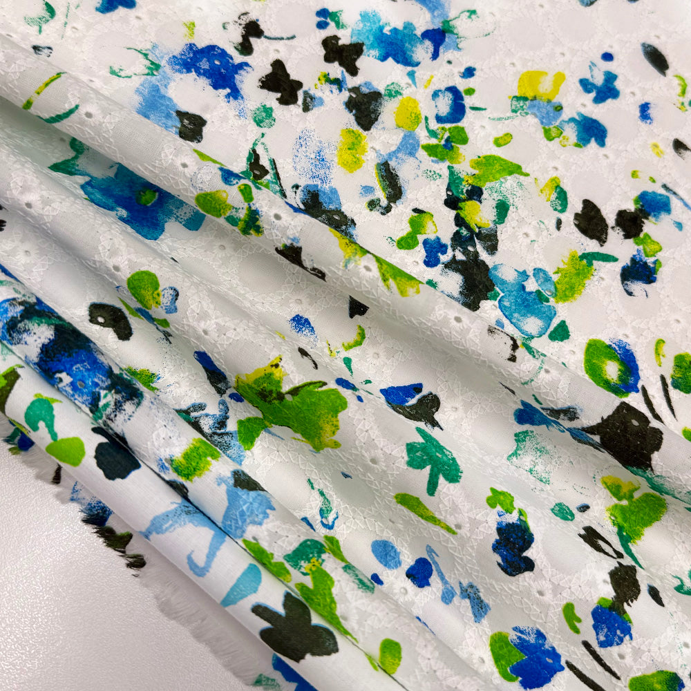 Tissu Brodé, Broderie Anglaise Coton - Divers col, Fiorellino