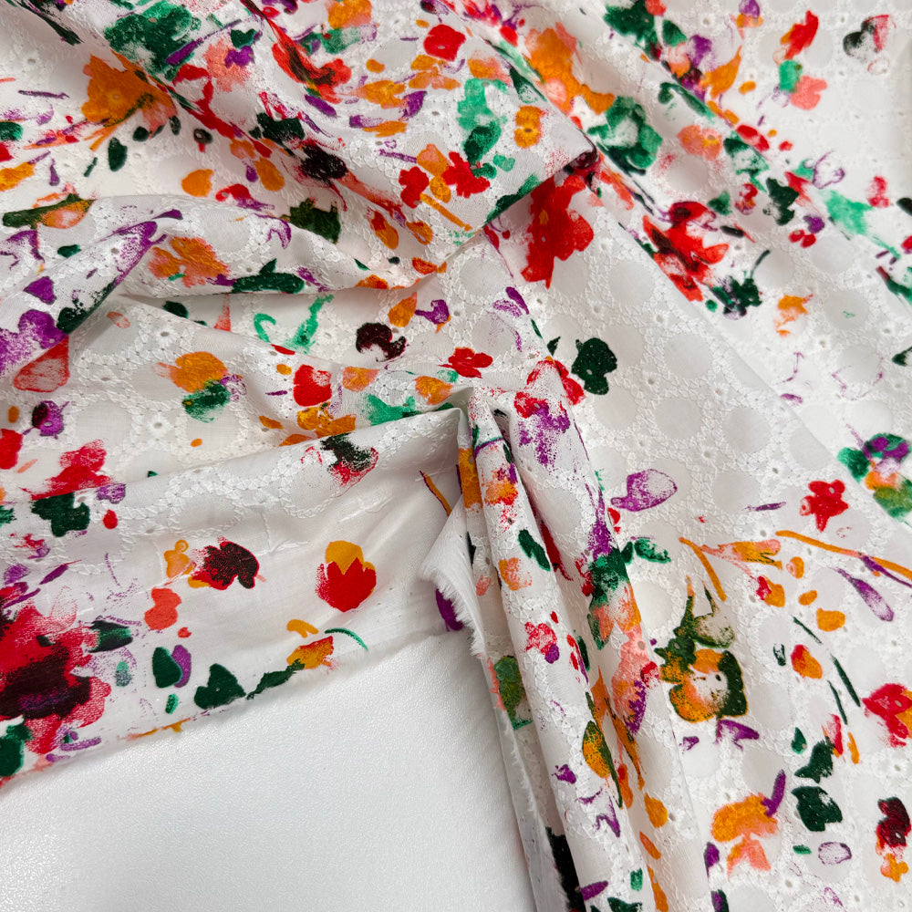 Tissu Brodé, Broderie Anglaise Coton - Divers col, Fiorellino