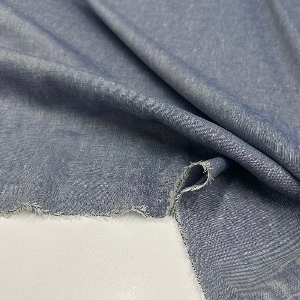 Tissu Denim Chambray Léger, Coton - Bleu, Rohane