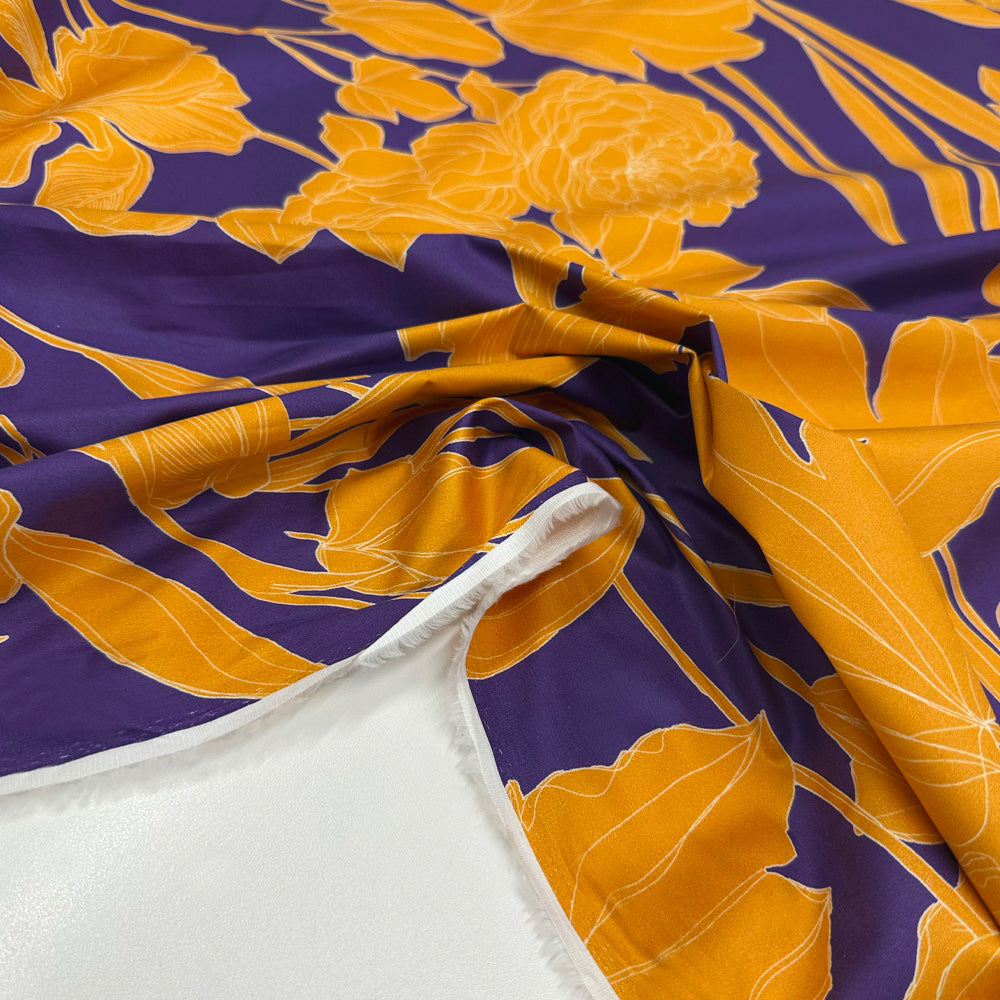 Tissu Satin Stretch, Coton - Floral, Orlena