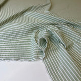 Tissu Seersucker Gaufré Stretch, Coton - Rayé Vert, Verdalia