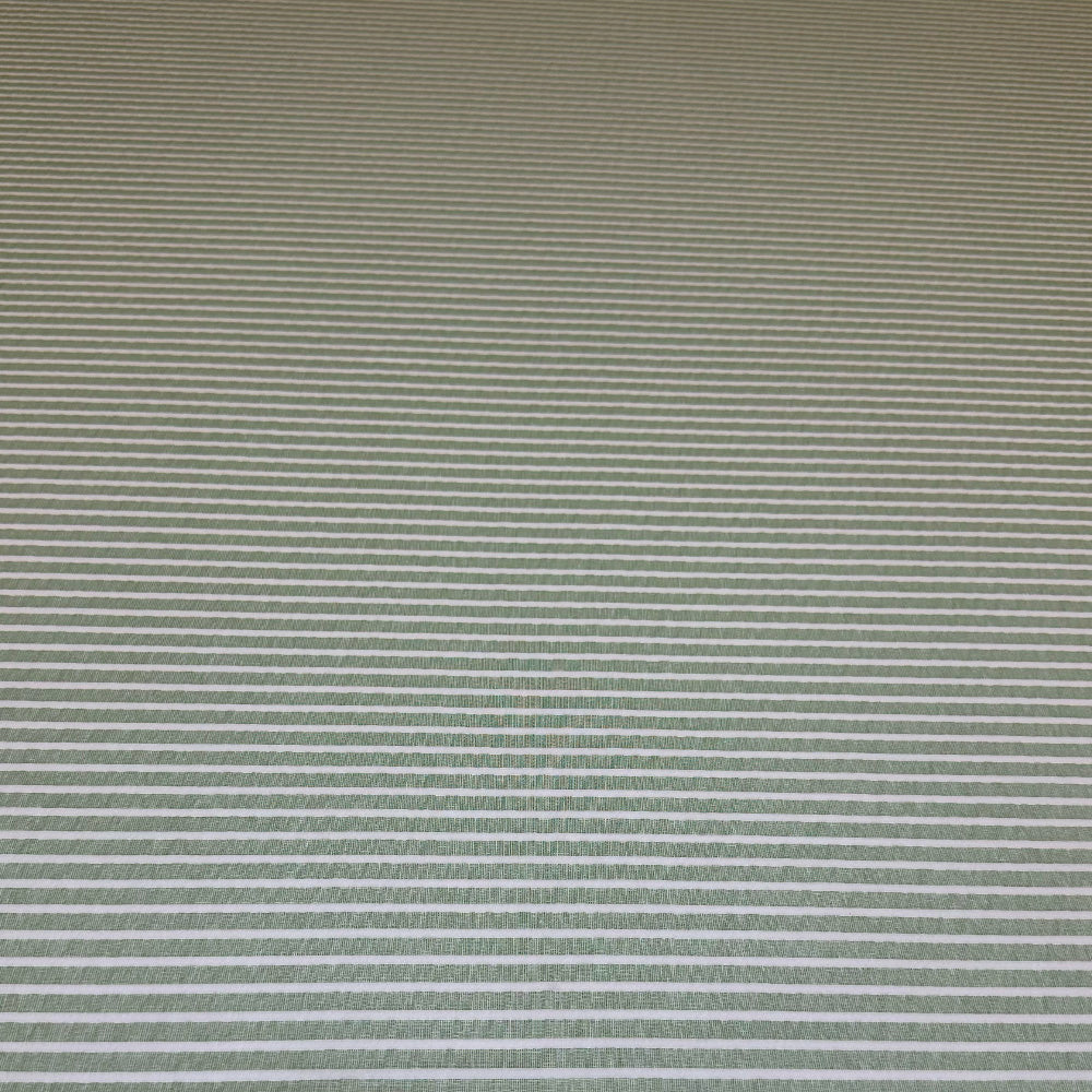 Tissu Seersucker Gaufré Stretch, Coton - Rayé Vert, Verdalia