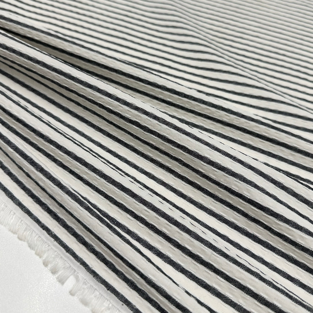 Tissu Gaufré Stretch, Coton - Rayé, Osimo