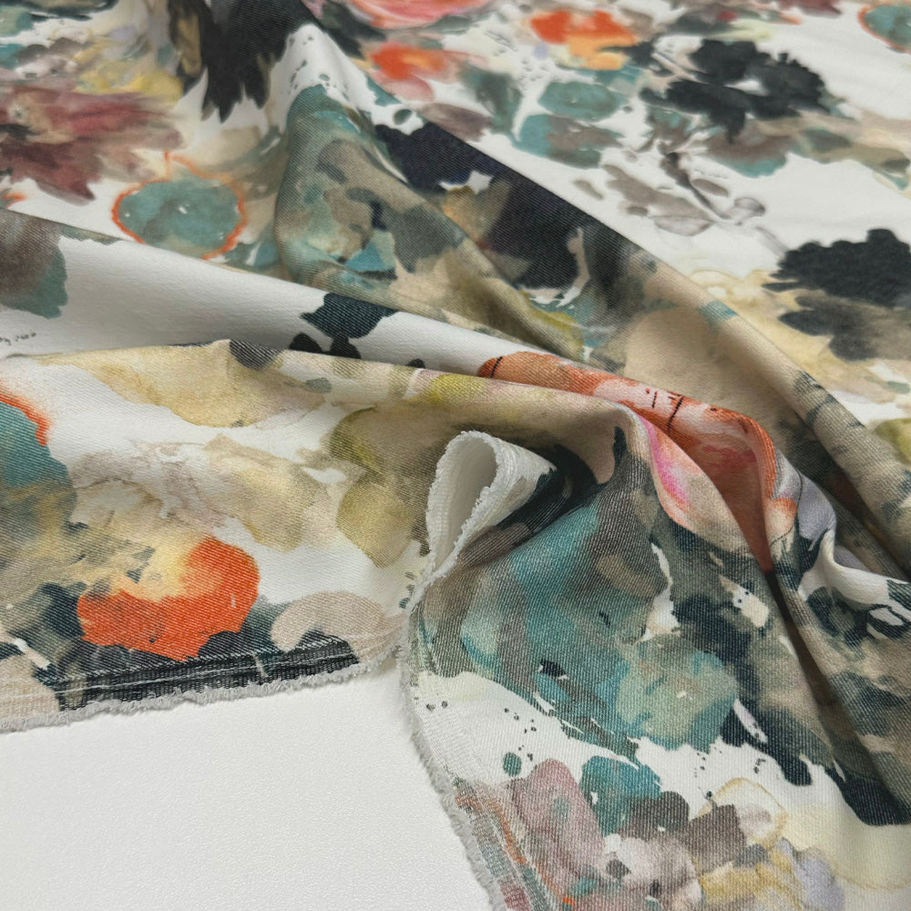 Tissu Denim Léger Stretch, Coton - Floral, Vistelia