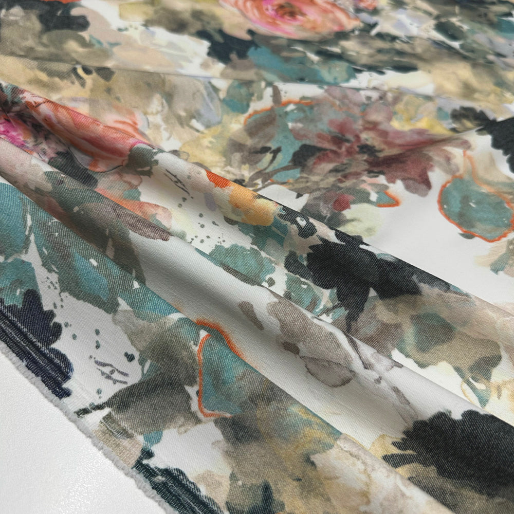 Tissu Denim Léger Stretch, Coton - Floral, Vistelia