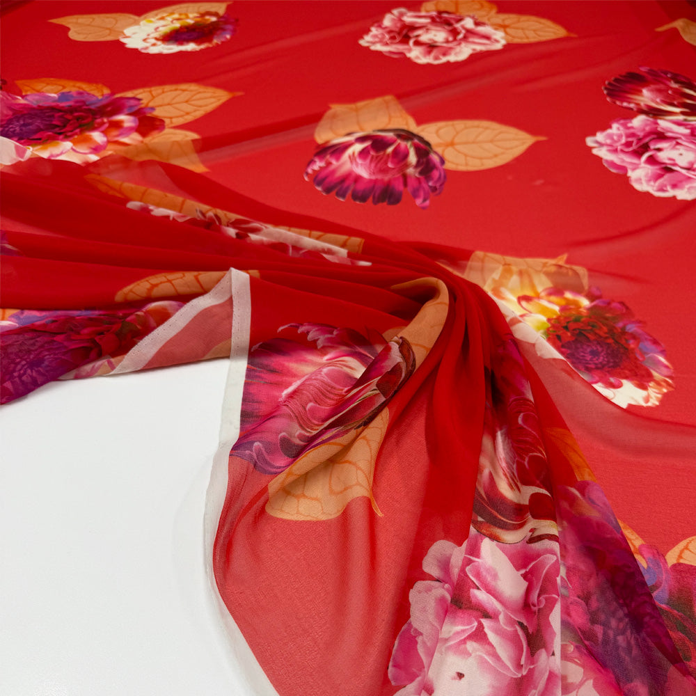 Tissu Crêpe Georgette, Polyester - Floral, Peonia