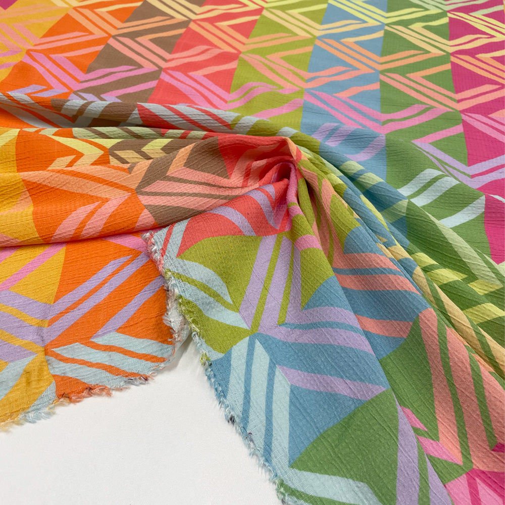 Tissu Crêpe, Rayonne Viscose - Géométrique, Prisma