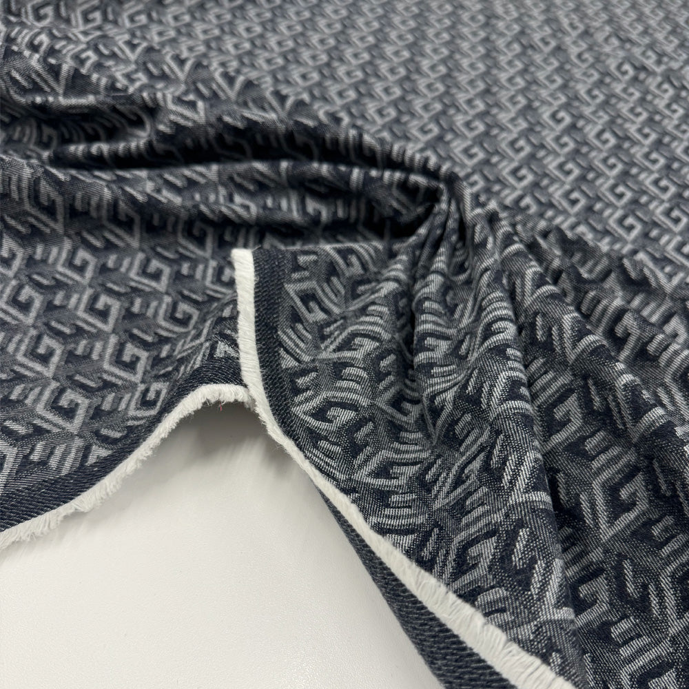 Tissu Denim Lourd Stretch, Coton - Géométrique, Marciano