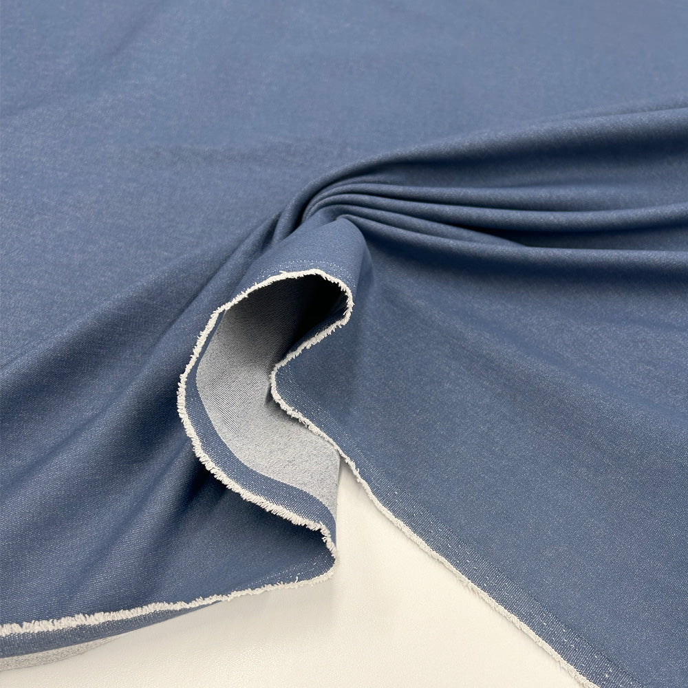 Tissu Denim Léger Stretch, Coton - Bleu, Delfino
