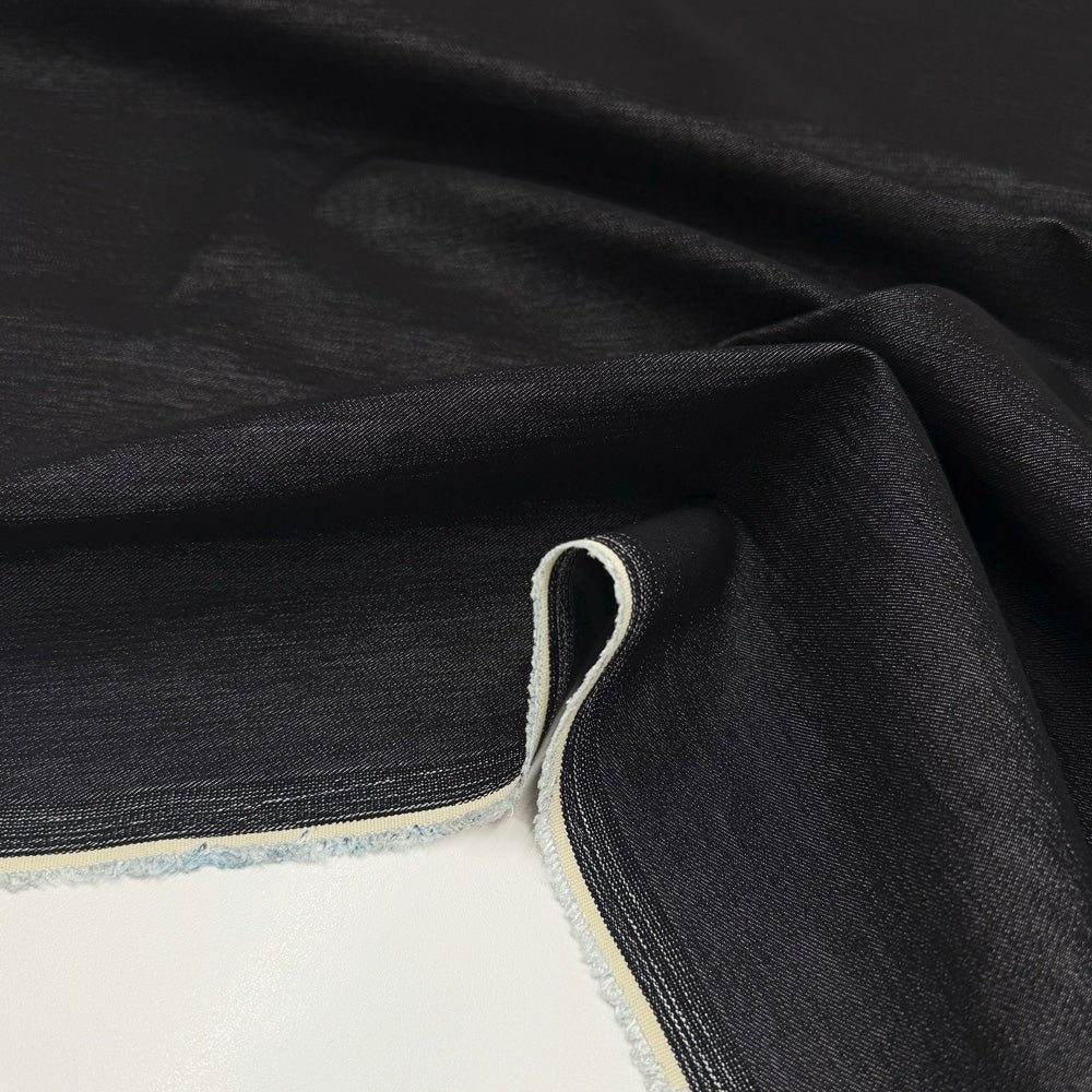 Tissu Denim Medium Stretch, Coton Polyester - Noir, Elvio