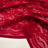 Tissu Dentelle Stretch - Floral Rouge, Belladonna