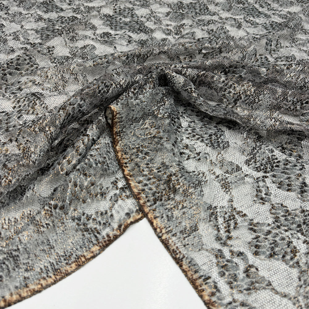 Tissu Dentelle, Enduit - Animalier Métallisé, Zina